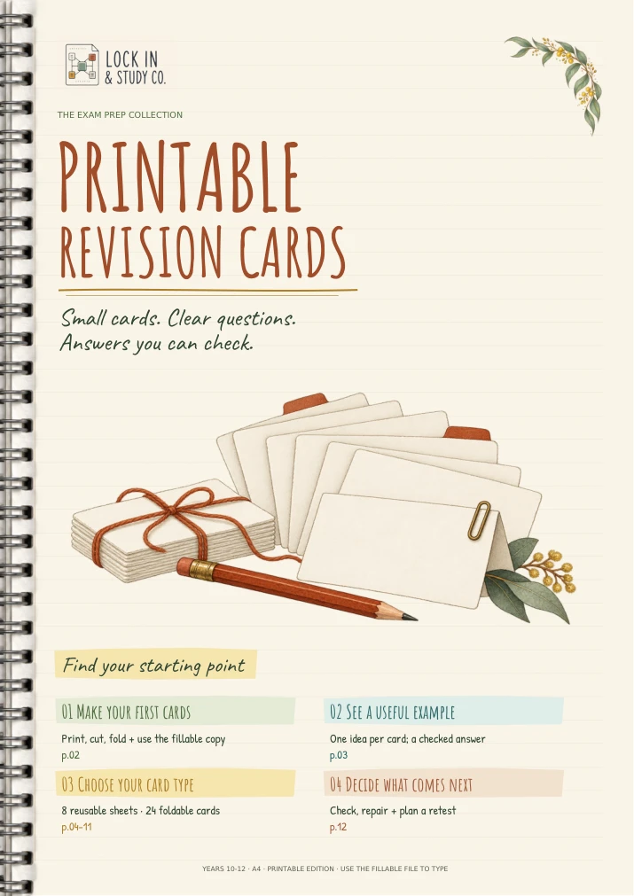 Printable Revision Cards, cover